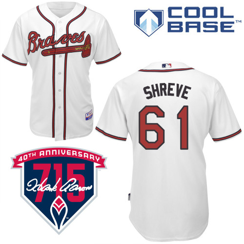 Chasen Shreve #61 MLB Jersey-Atlanta Braves Men's Authentic Home White Cool Base Baseball Jersey